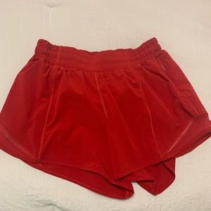 Red Lululemon Hotty Hot Shorts